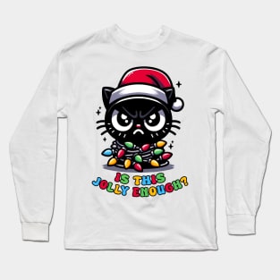 Is this Jolly Enough ? Black Cute Cat Long Sleeve T-Shirt